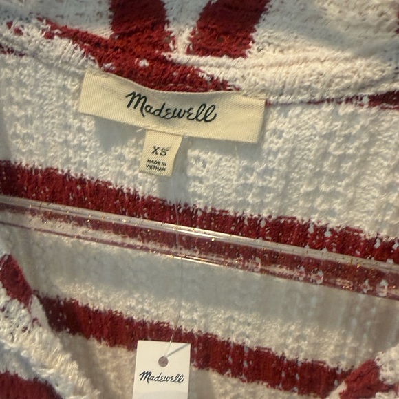 Madewell Red and Cream Striped Short Sleeve Top - Picture 3 of 4